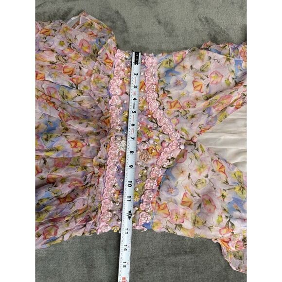 LoveShackFancy Marisela Floral Mini Dress in Pastel Confetti Pink XS - Picture 12 of 16